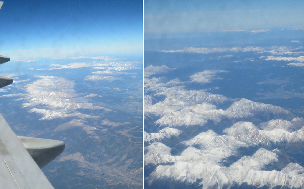 Ein Blick auf die Rockies aus dem Flugzeug